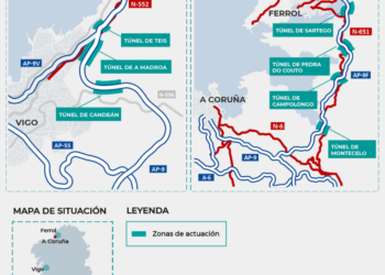 Transportes avanza en la mejora de siete túneles de la AP-9 en Galicia, con una inversión de 32,3 millones de euros