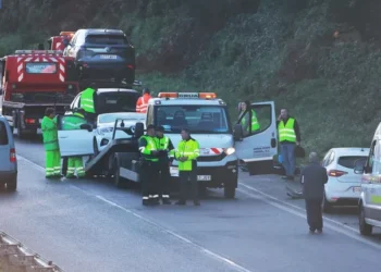 Seis vehículos víronse implicados nun accidente na A-55 ao seu paso por Mos