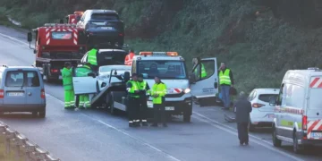 Seis vehículos víronse implicados nun accidente na A-55 ao seu paso por Mos