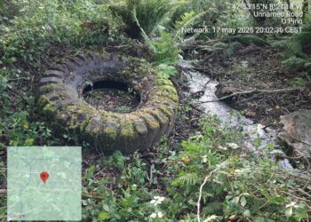 Denuncian o abandono de rodas xigantes en ríos de Touro e O Pino