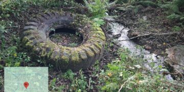 Denuncian o abandono de rodas xigantes en ríos de Touro e O Pino