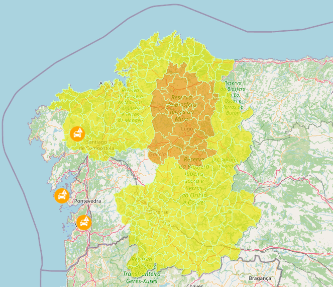 Aviso laranxa por tormentas este domingo