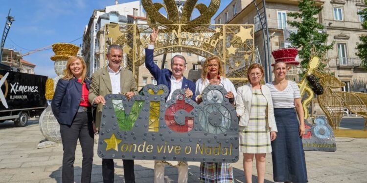 Vigo inicia a montaxe das luces do Nadal 2026 en pleno verán