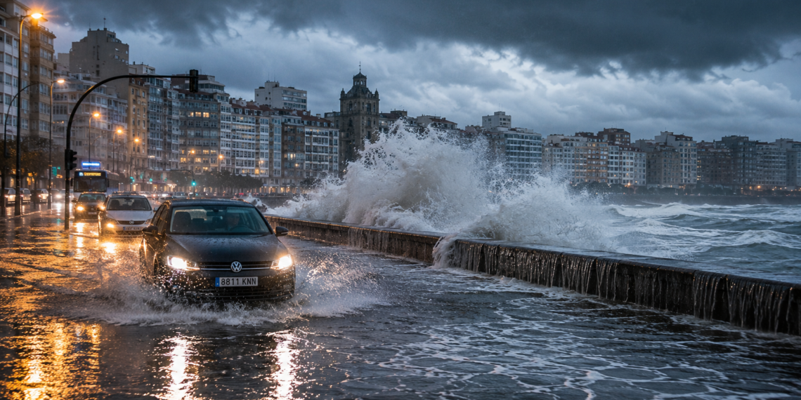 Las lluvias vuelven a golpear Galicia: calles inundadas, más de 1.000 rayos y problemas en varias zonas