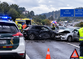 Accidente múltiple en la A-52: seis coches implicados y varios heridos en Ourense