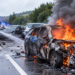 Accidente en la AG-55 en Arteixo: cuatro coches implicados y dos heridos tras incendiarse uno de los vehículos