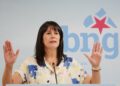 Ana Pontón en rueda de prensa del BNG en Santiago sobre vivienda en Galicia.