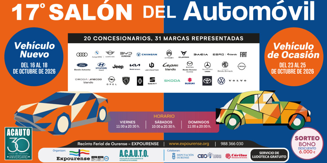 Expourense acoge del 23 al 25 de octubre la feria del vehículo de ocasión del Salón del Automóvil de Ourense 2026.
