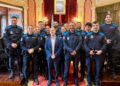 O alcalde de Ourense, Gonzalo Pérez Jácome, durante o acto de toma de posesión dos 12 novos axentes da Policía Local como funcionarios de carreira.