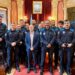 O alcalde de Ourense, Gonzalo Pérez Jácome, durante o acto de toma de posesión dos 12 novos axentes da Policía Local como funcionarios de carreira.