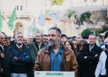 Santiago Abascal durante su comparecencia en A Coruña.