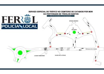 Ferrol modifica o tráfico na contorna do cemiterio de Catabois durante as festividades de Todos os Santos e Defuntos.
